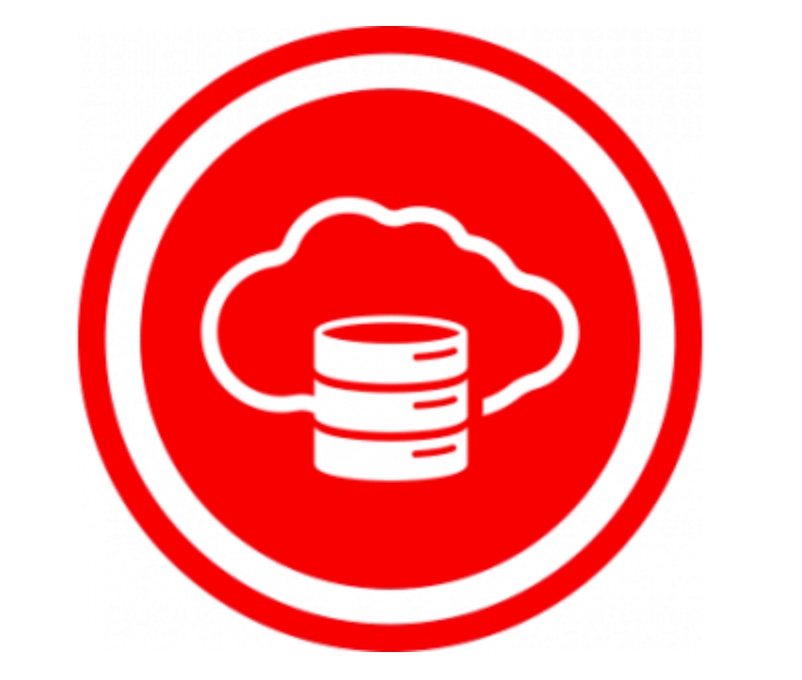 Oracle symbol. Oracle circle logo. DB icon. Oracle database vector.